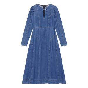 Mint Velvet Indigo Denim Seam Detail Midi Dress